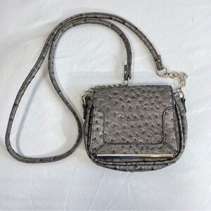 Merona Gray Faux Ostrich Tiny Cross Body Bag